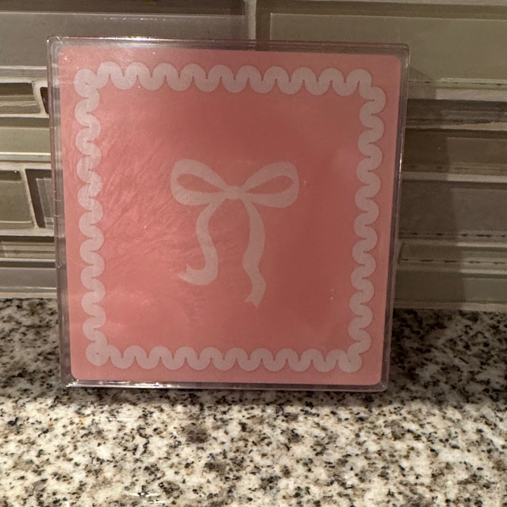 Pink Decorative Coaster with Bow Design- pack of 4